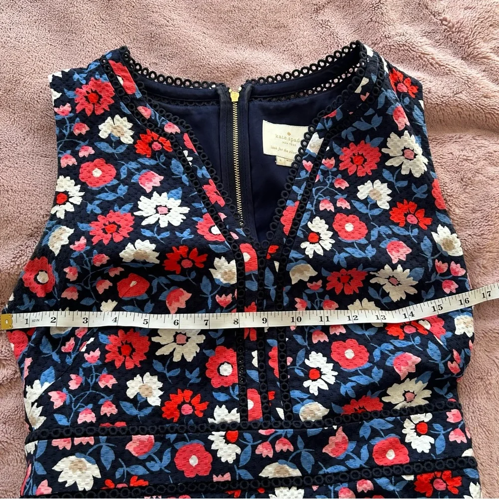 Kate Spade Navy Pink Daisy Jacquard Mini Sheath Dress Size 6
